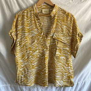 Maeve Yellow and White Zebra Print Tunic Top